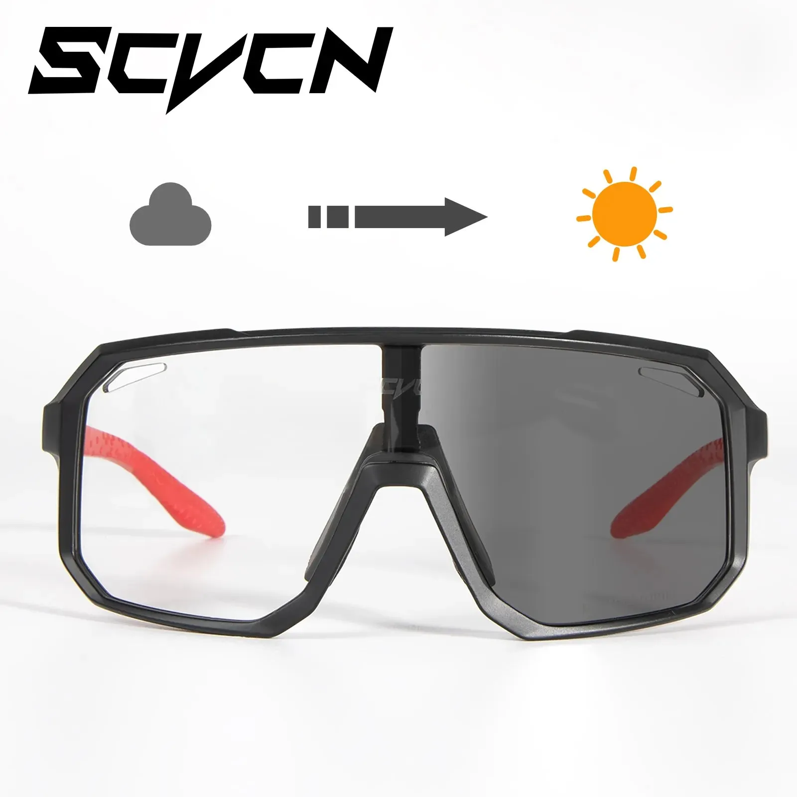 SCVCN New  Photochromic Men Cycling Sunglasses Women UV400 Eyewear Sport Running Road Bicycle Glasses Mountain Bike Goggles