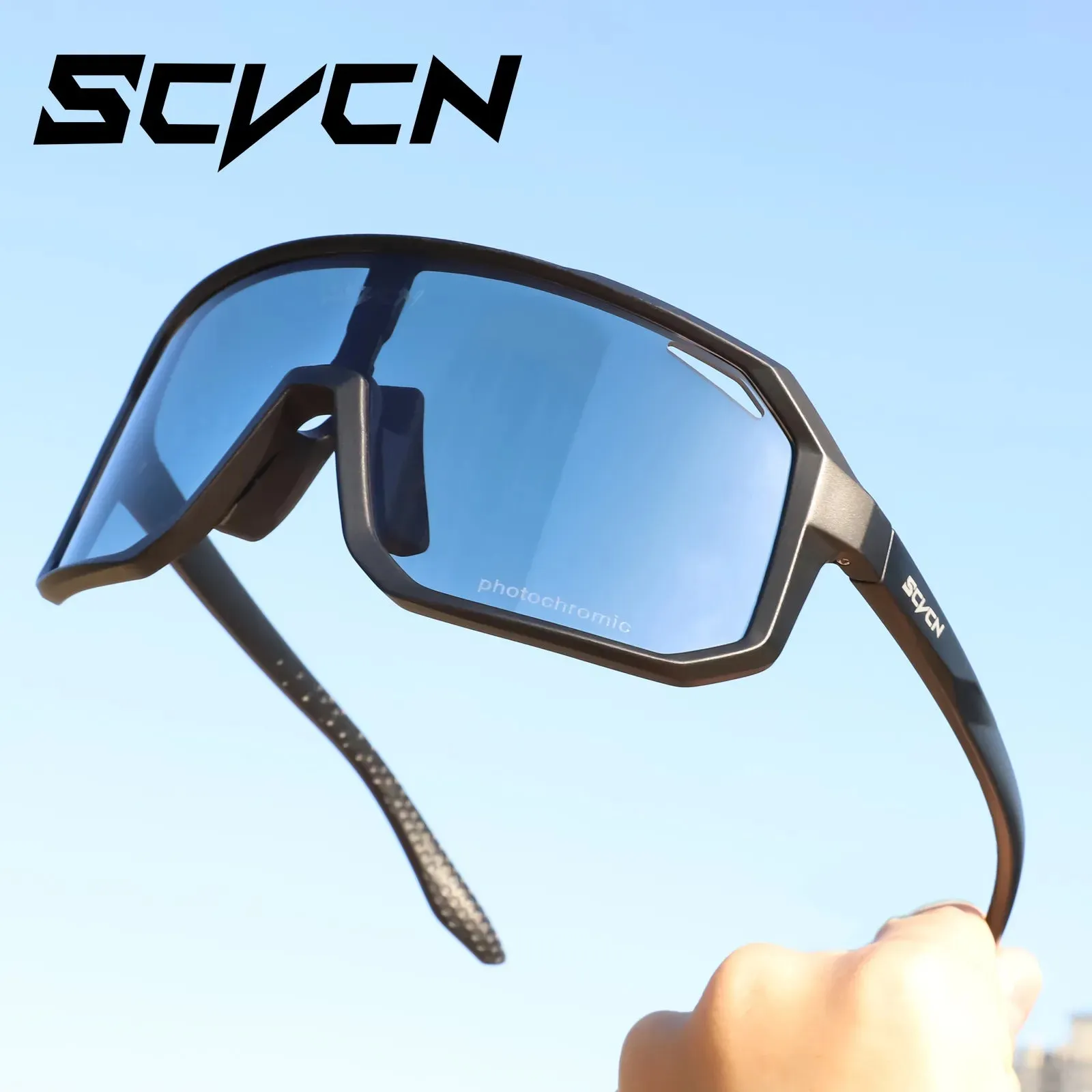 SCVCN New  Photochromic Men Cycling Sunglasses Women UV400 Eyewear Sport Running Road Bicycle Glasses Mountain Bike Goggles