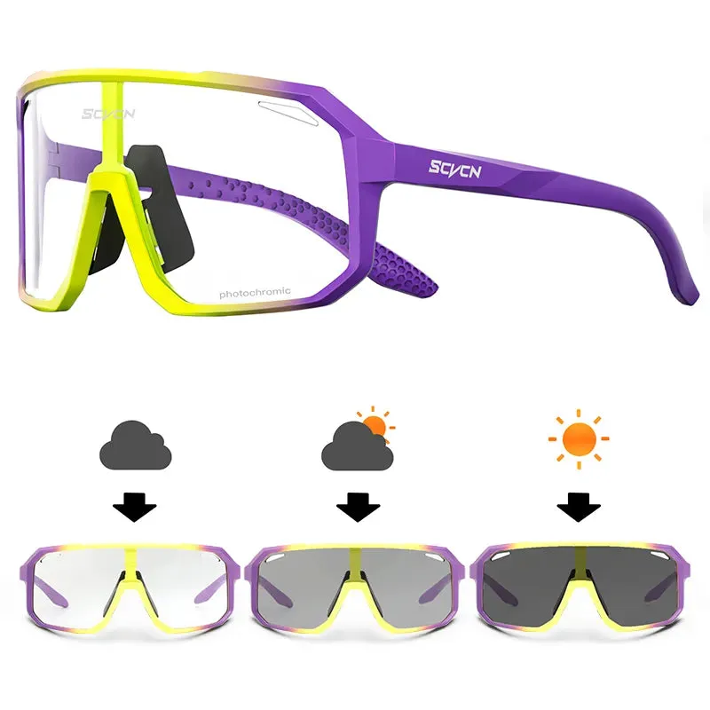 SCVCN New  Photochromic Men Cycling Sunglasses Women UV400 Eyewear Sport Running Road Bicycle Glasses Mountain Bike Goggles