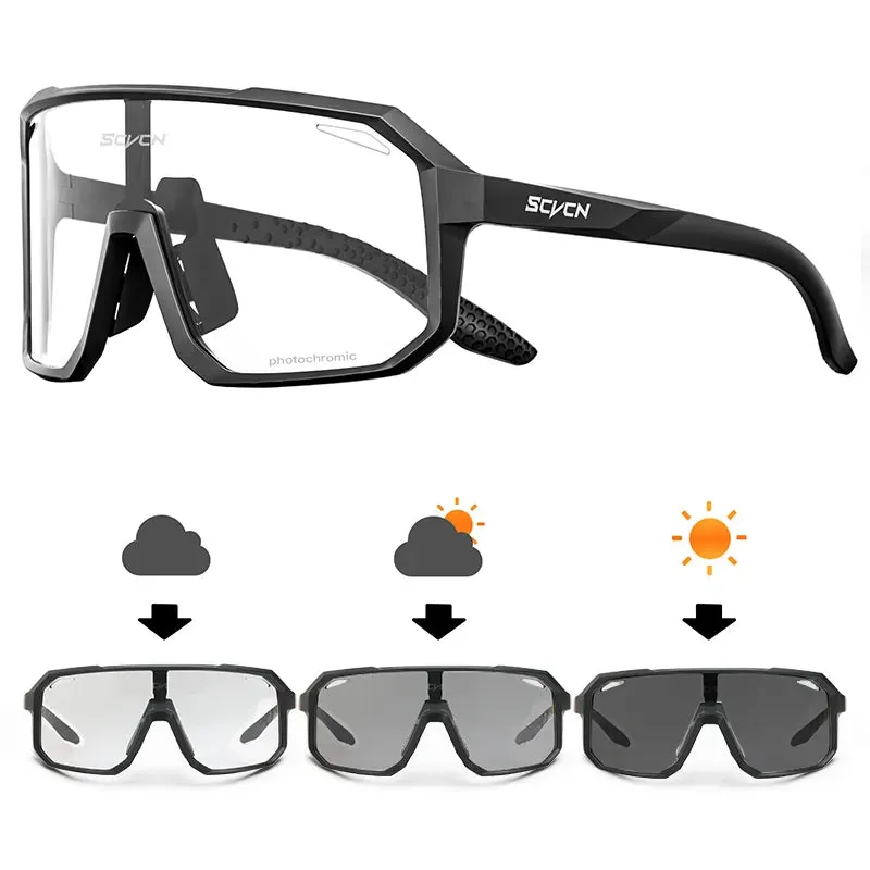 SCVCN New  Photochromic Men Cycling Sunglasses Women UV400 Eyewear Sport Running Road Bicycle Glasses Mountain Bike Goggles