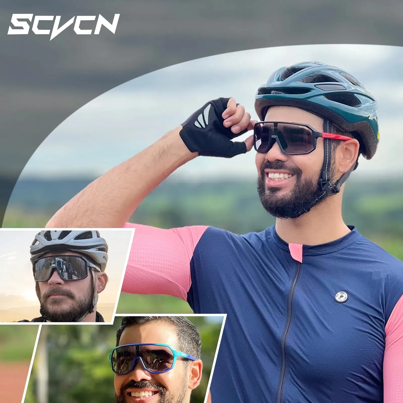 SCVCN Photochromic Cycling Sunglasses for Men Women Outdoor Bike Sports Glasses Road MTB Bicycle Eyewear UV400 Goggles with Case