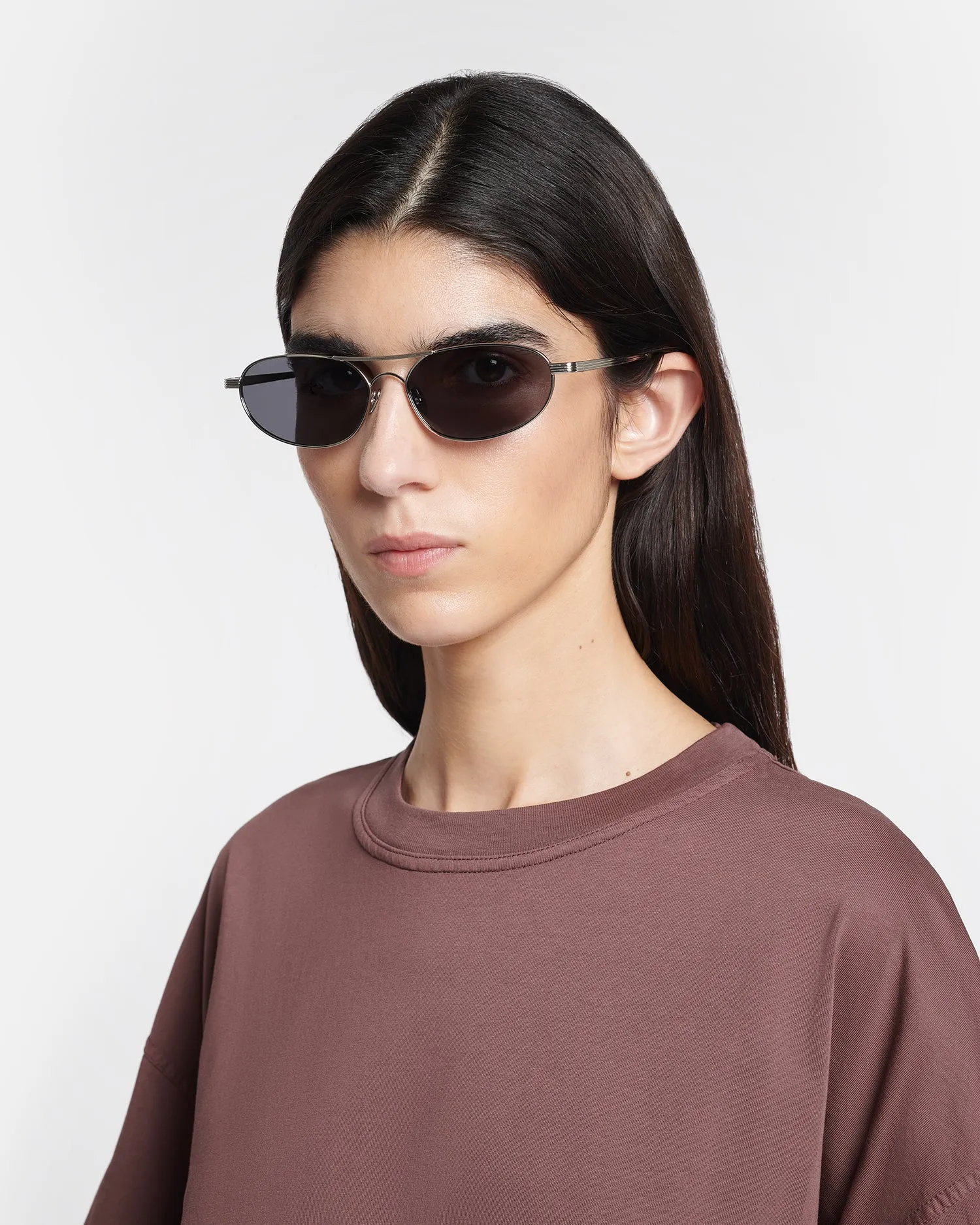 Serina - Silver-Tone Aviator-Style Sunglasses - Silver