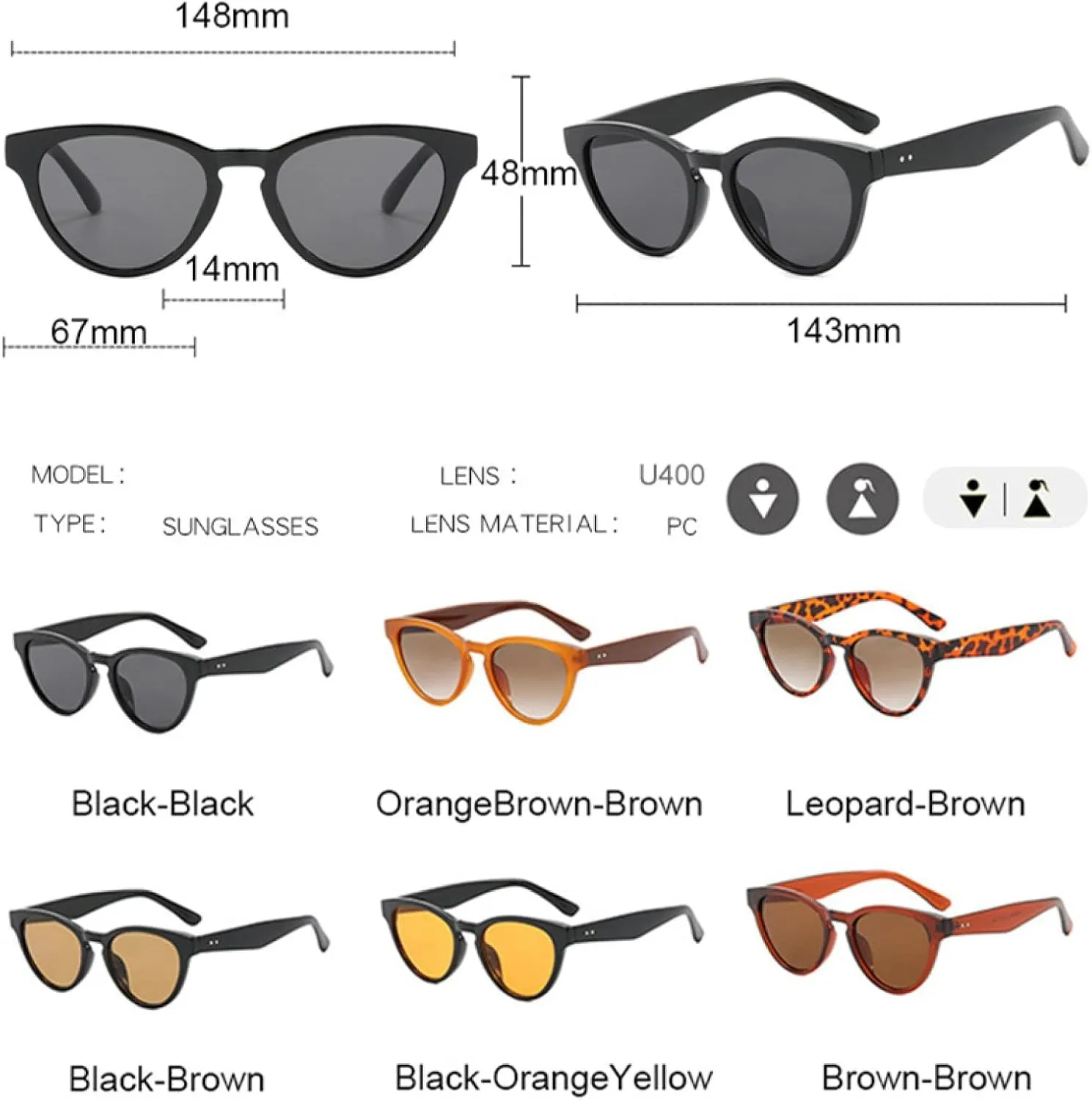 Small Cat Eye Sunglasses for Women Trendy Vintage Fashion Luxury