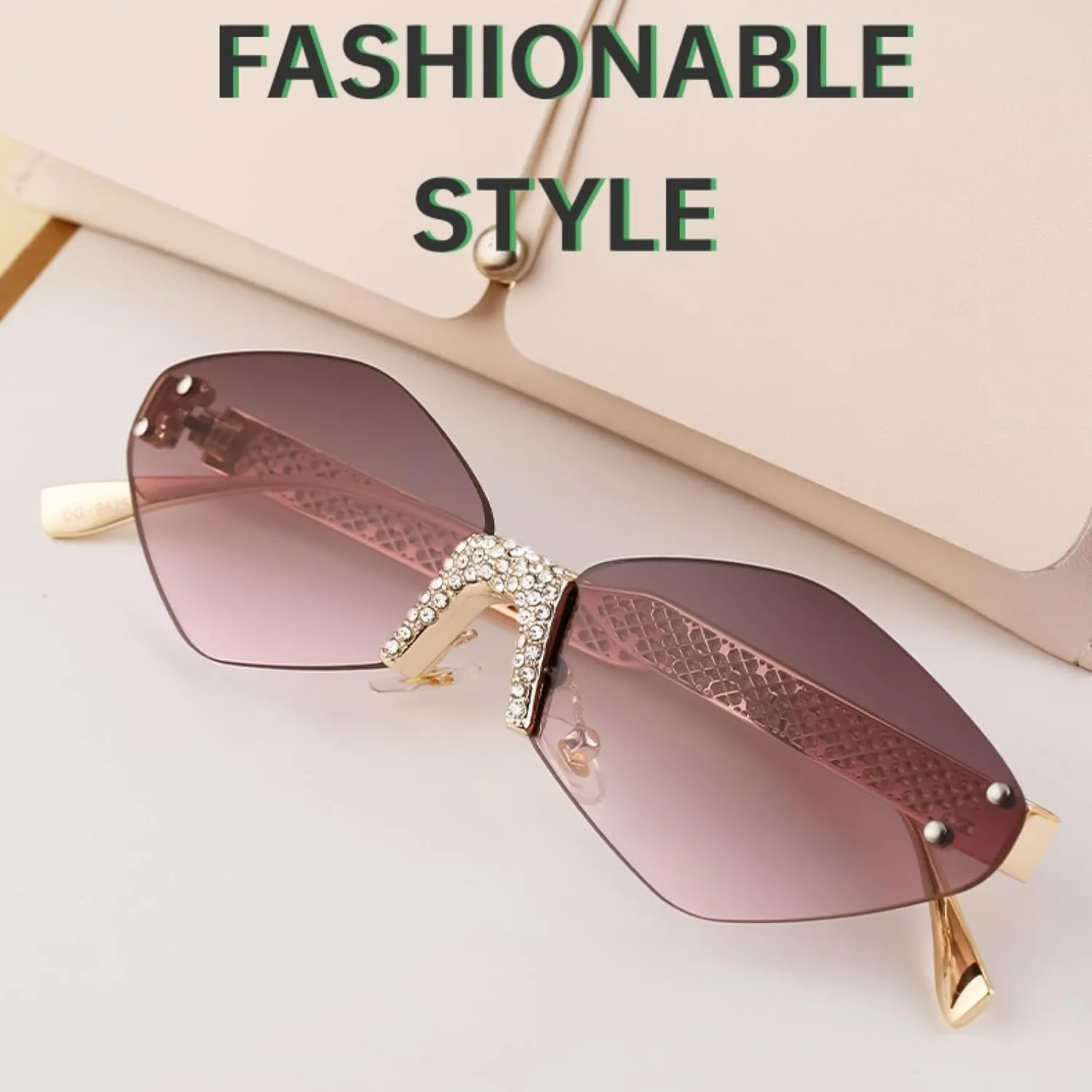Small Frame Hexagon Rimless Sunglasses for Women Luxury Polygon Punk Fashion