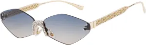 Small Frame Hexagon Rimless Sunglasses for Women Luxury Polygon Punk Fashion
