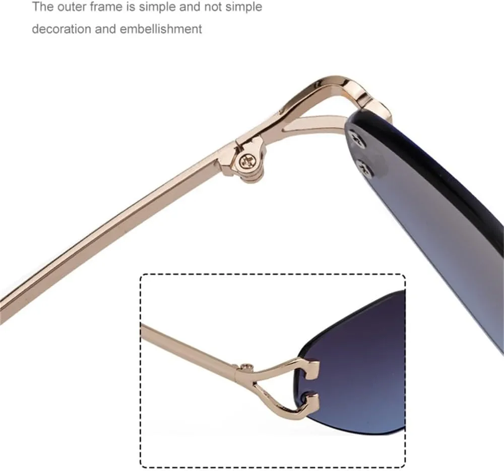 Small Metal Frame Geometric Rimless Sunglasses Men Women Vintage Rhombus Sun Glasses For Male Irregular Shades