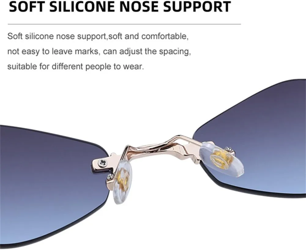 Small Metal Frame Geometric Rimless Sunglasses Men Women Vintage Rhombus Sun Glasses For Male Irregular Shades