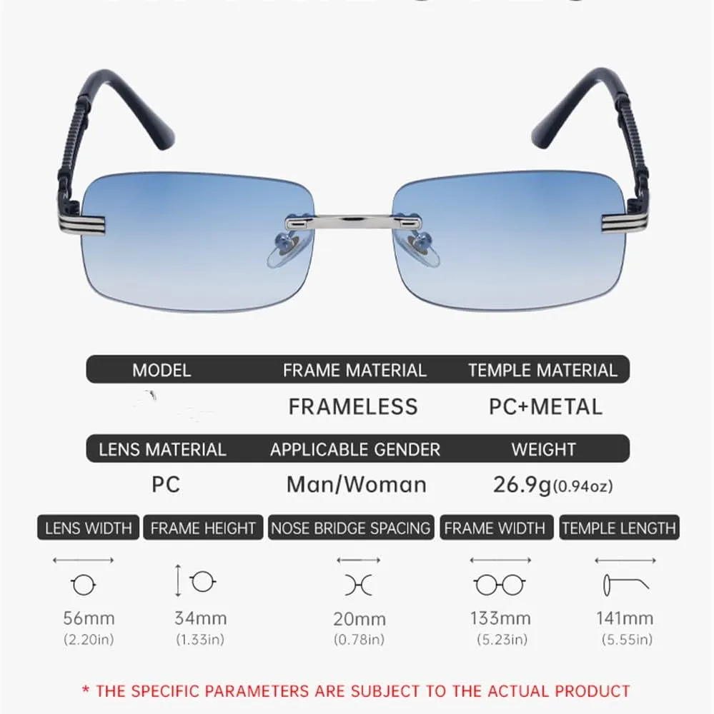 Small Rectangle Rimless Sunglasses Men Luxury Vintage Punk Sun Glasses For Male Frameless Eyewear Shades UV400