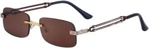 Small Rectangle Rimless Sunglasses Men Luxury Vintage Punk Sun Glasses For Male Frameless Eyewear Shades UV400