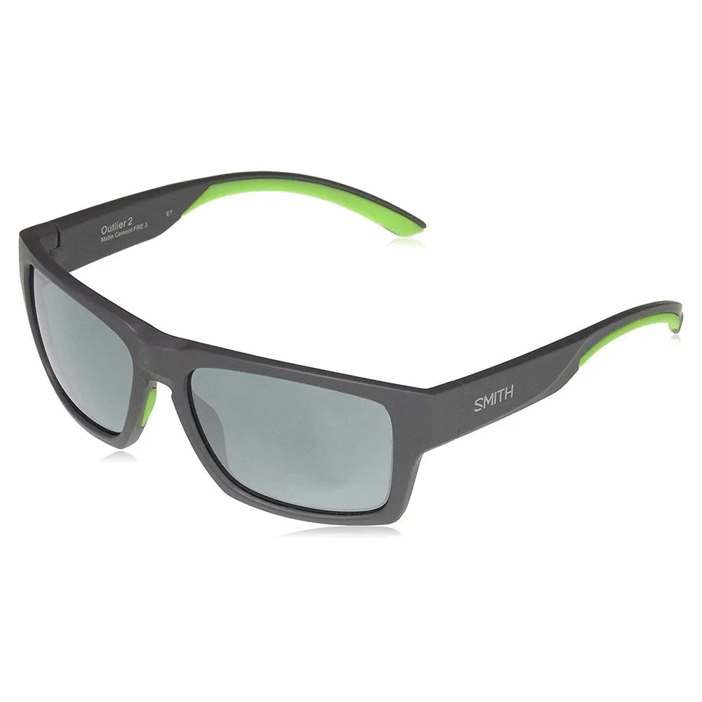 Smith Outlier 2 Unisex Matte Cement Frame Platinum Lens Rectangular Sunglasses - OU2CMGYMMCT