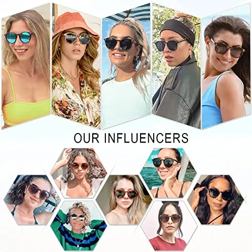 SOJOS Retro Round Polarized Sunglasses for Women Men Circle Frame UV400 Lenses SJ2069, Dark Red/Green