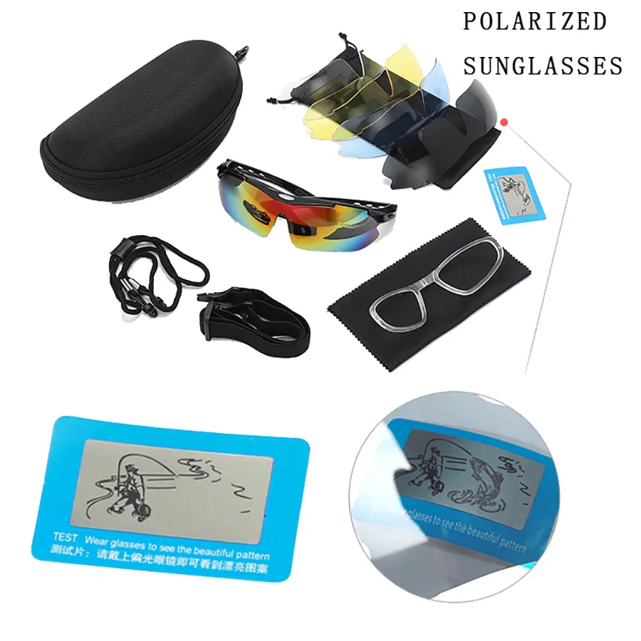 Sports Sunglasses for Men Women Youth with 5 Interchangeable Lenses Baseball Fishing Cycling Running Golf Motorcycle Tac Glasses