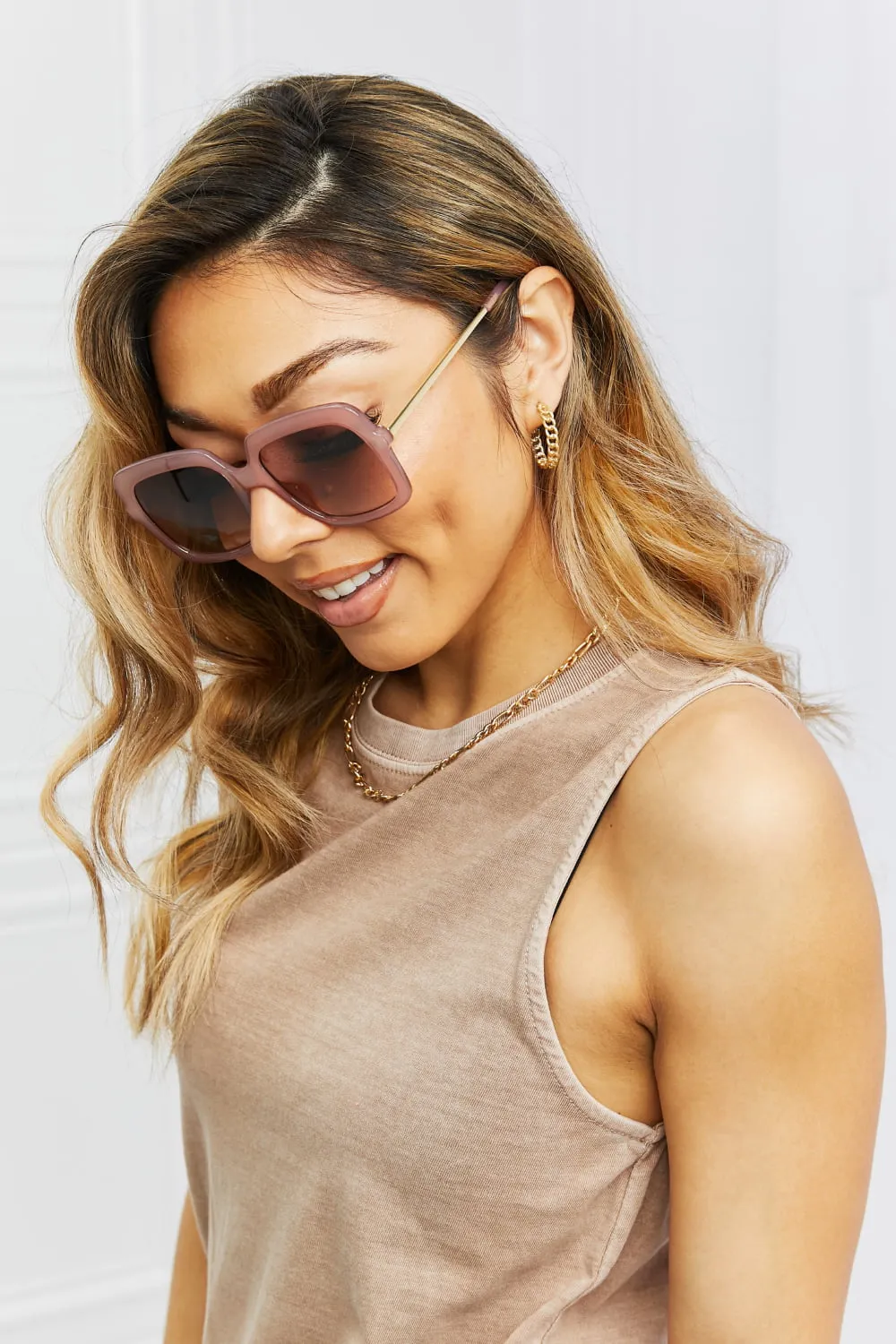 Square Hybrid Temple Sunglasses