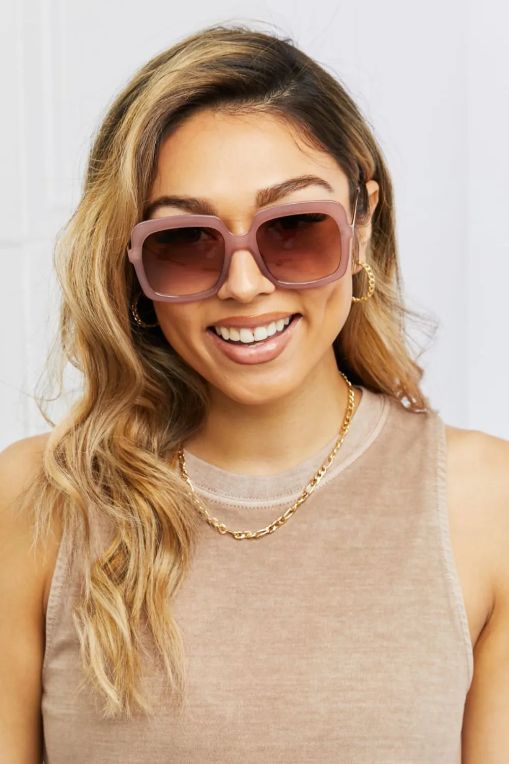 Square Hybrid Temple Sunglasses