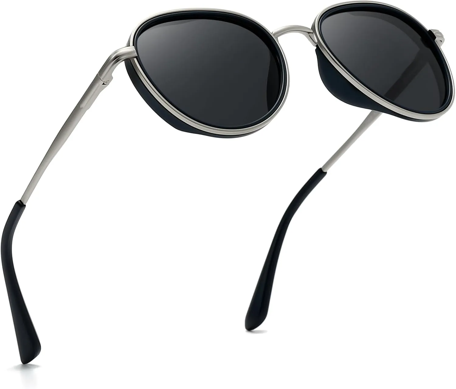 SUNGAIT Round Classic Polarized Sunglasses for Women Men Vintage Style Unique Design Shades with Spring Hinge UV400 Lens