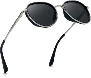SUNGAIT Round Classic Polarized Sunglasses for Women Men Vintage Style Unique Design Shades with Spring Hinge UV400 Lens
