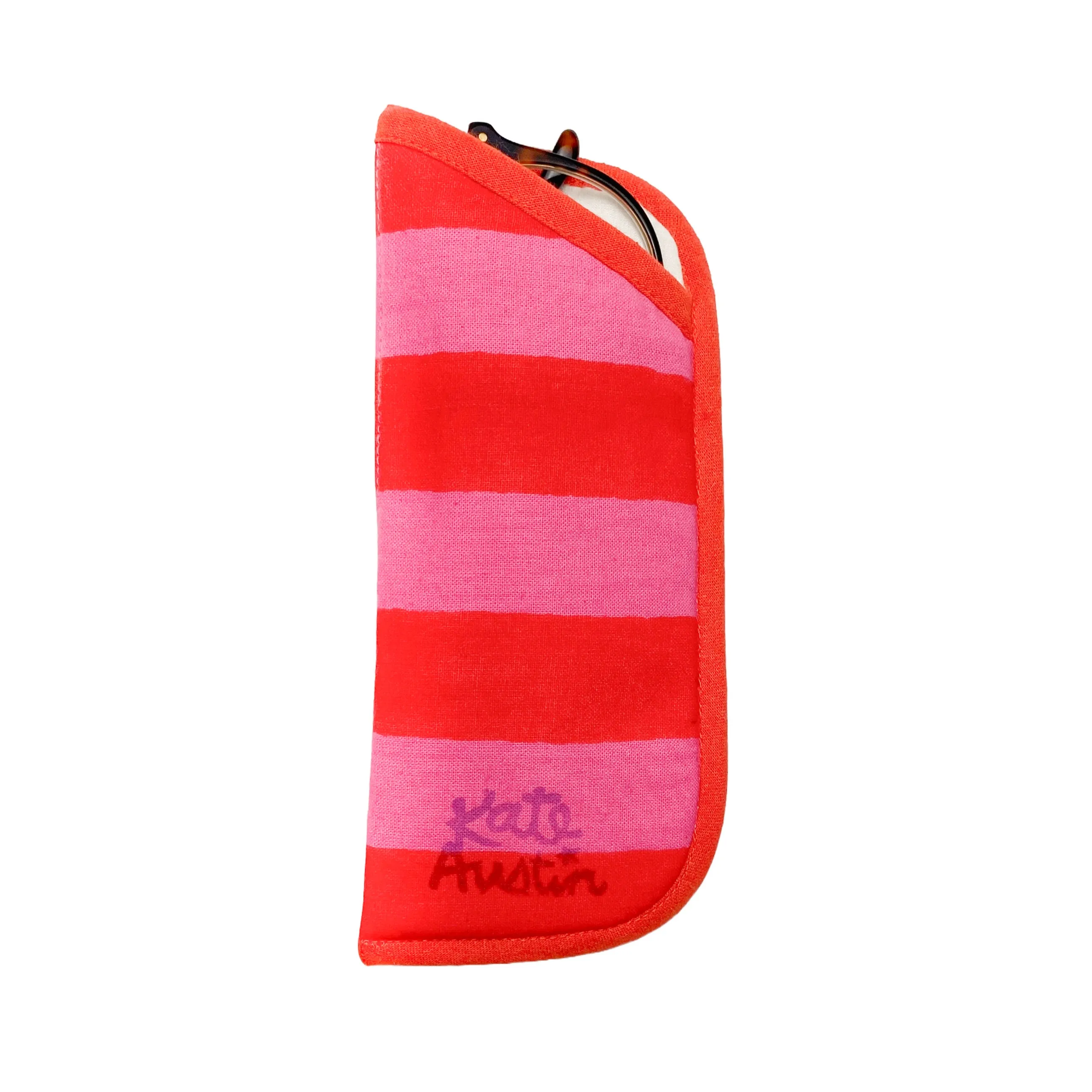 Sunglass Cover in Pink Red Cabana Stripe