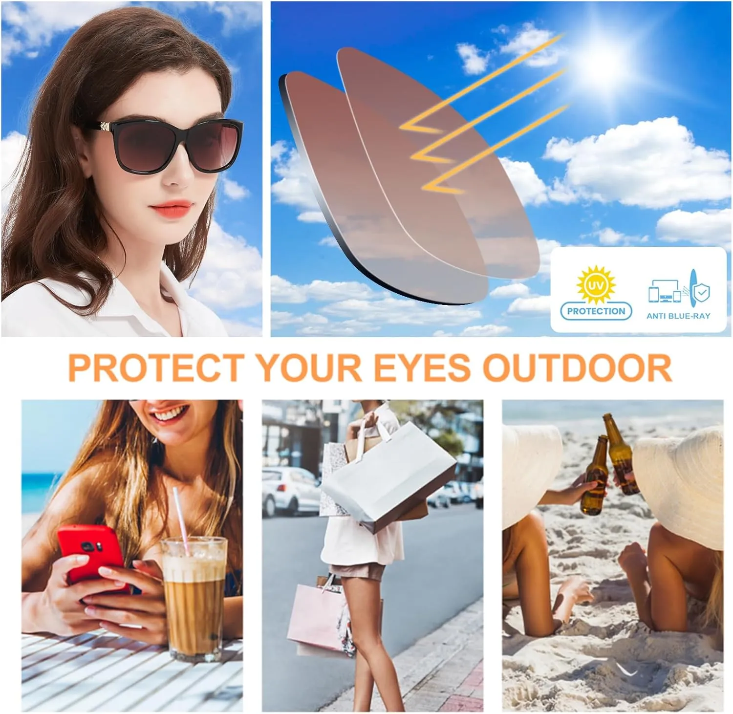 Sunglasses for Women Men Polarized Sun Glasses Trendy Shade Reduce Glare