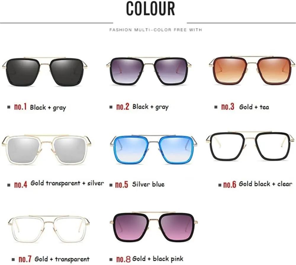 Sunglasses Men Rectangle Vintage Transparent Sun Glasses Metal Frame Sunglasses Sunshade