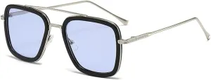 Sunglasses Men Rectangle Vintage Transparent Sun Glasses Metal Frame Sunglasses Sunshade