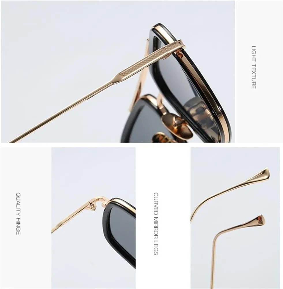 Sunglasses Men Rectangle Vintage Transparent Sun Glasses Metal Frame Sunglasses Sunshade