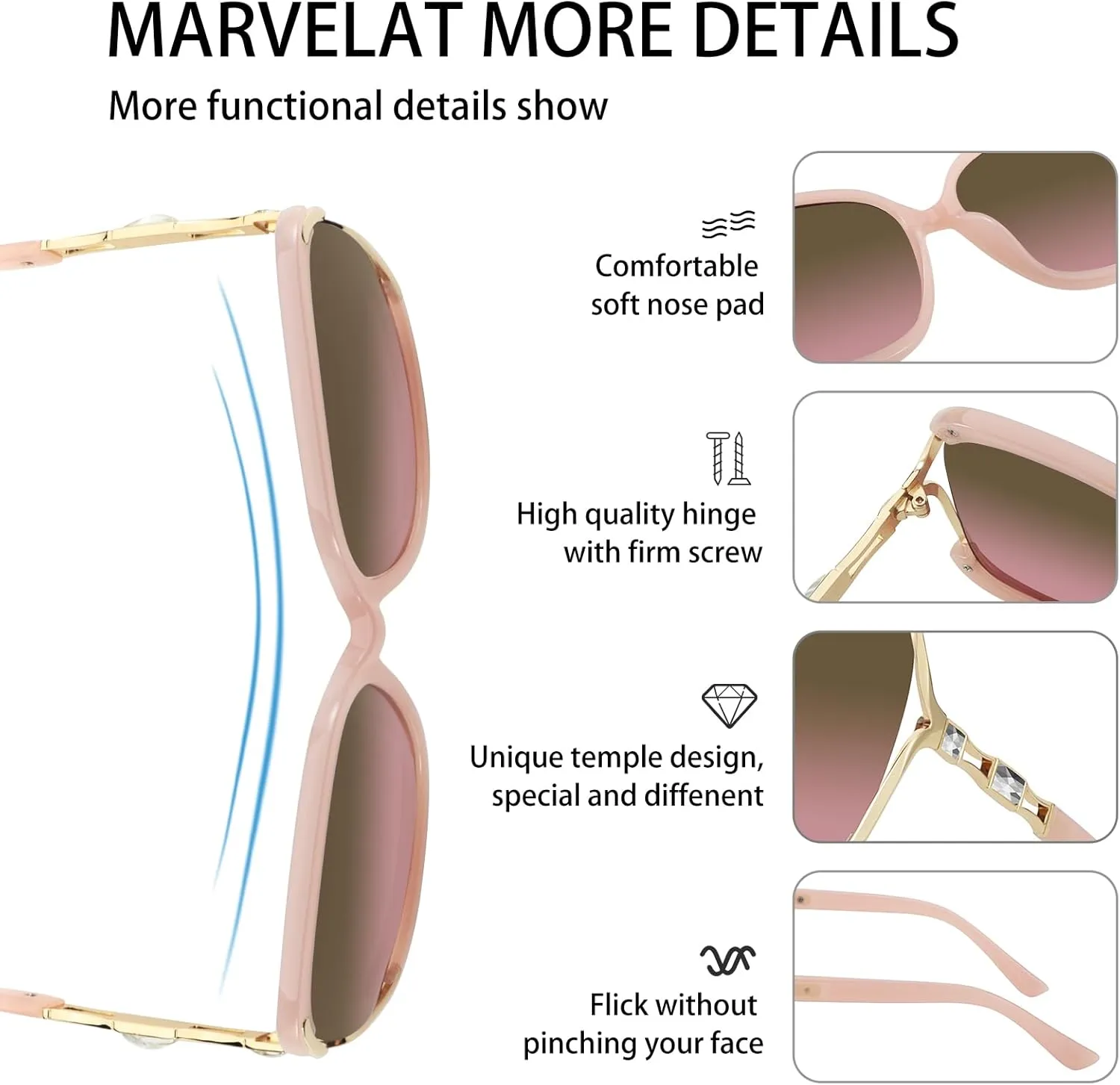 Sunglasses Womens Trendy,Oversized Square Shades,Classic Metal Frame Diamond Shiny Sun Glasses