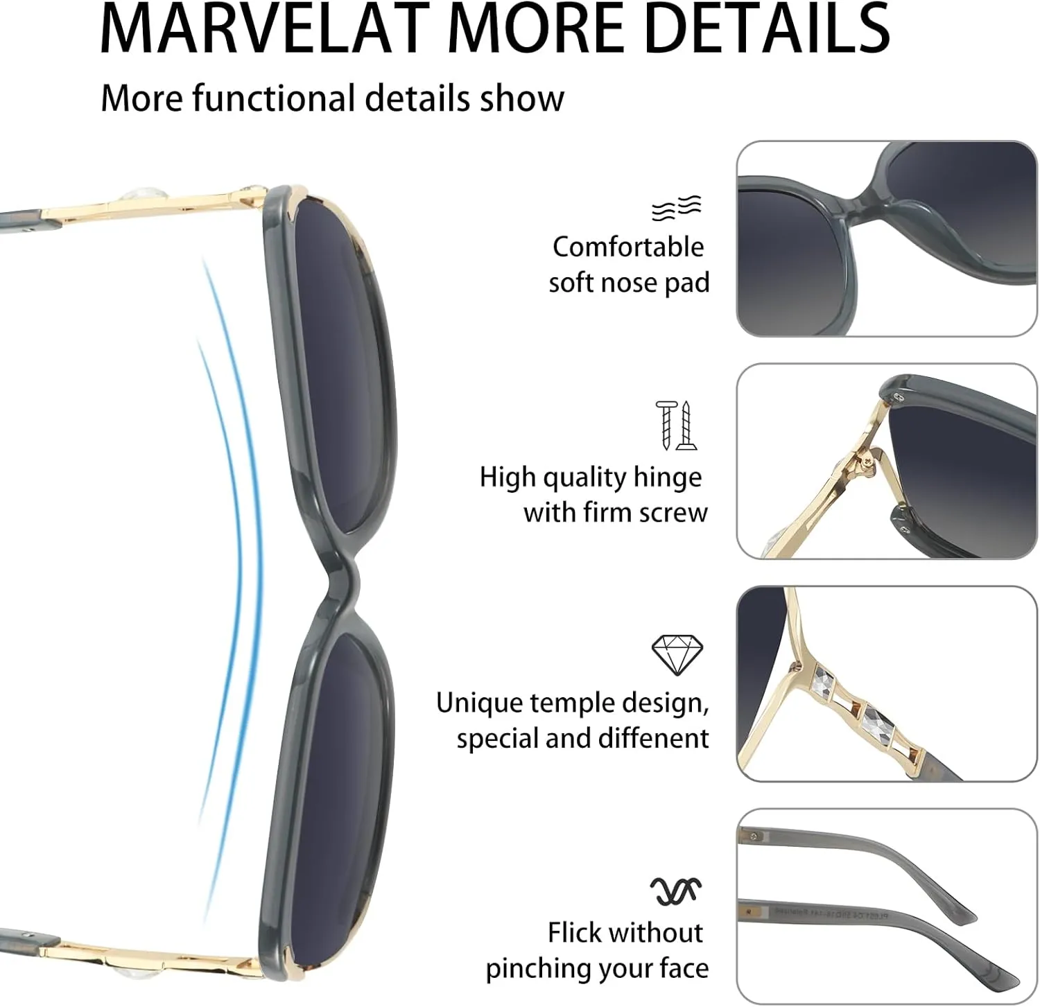 Sunglasses Womens Trendy,Oversized Square Shades,Classic Metal Frame Diamond Shiny Sun Glasses