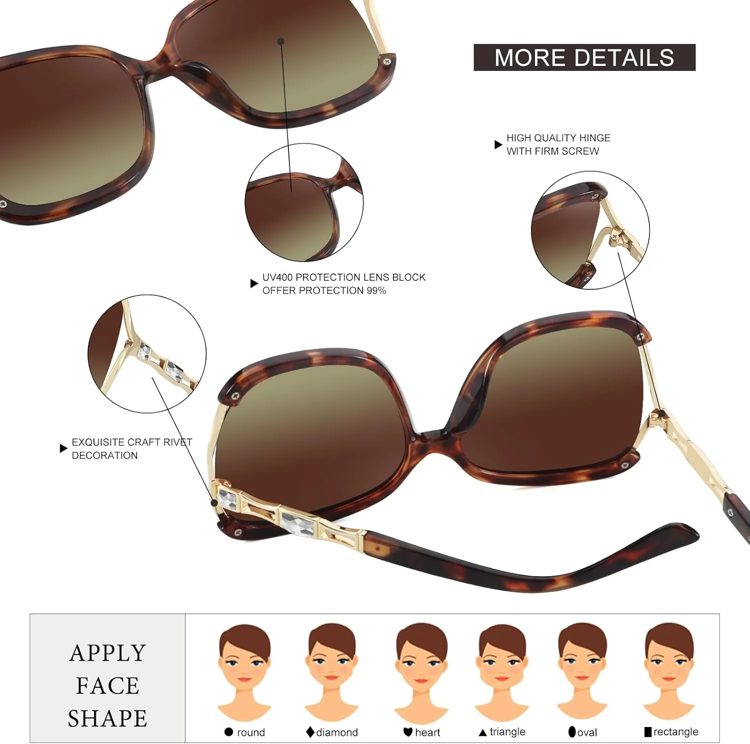 Sunglasses Womens Trendy,Oversized Square Shades,Classic Metal Frame Diamond Shiny Sun Glasses