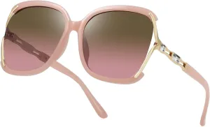 Sunglasses Womens Trendy,Oversized Square Shades,Classic Metal Frame Diamond Shiny Sun Glasses