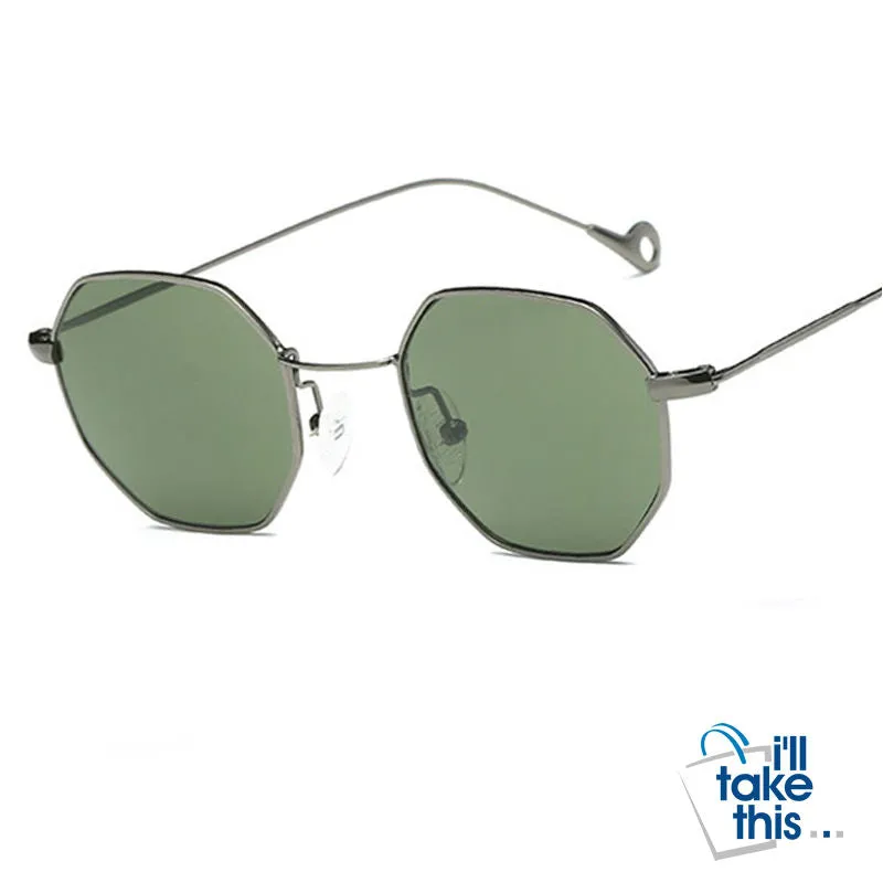 Super Light Weight Octagon Sunglasses Unisex in Yellow, Red, Blue Tinted   Clear Lens Glasses
