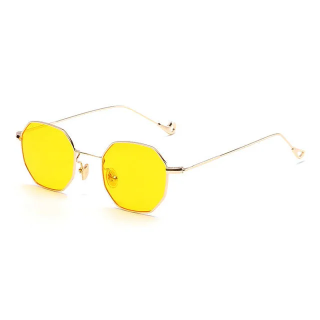 Super Light Weight Octagon Sunglasses Unisex in Yellow, Red, Blue Tinted   Clear Lens Glasses