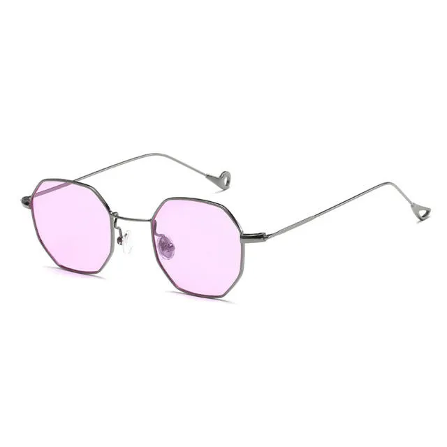 Super Light Weight Octagon Sunglasses Unisex in Yellow, Red, Blue Tinted   Clear Lens Glasses