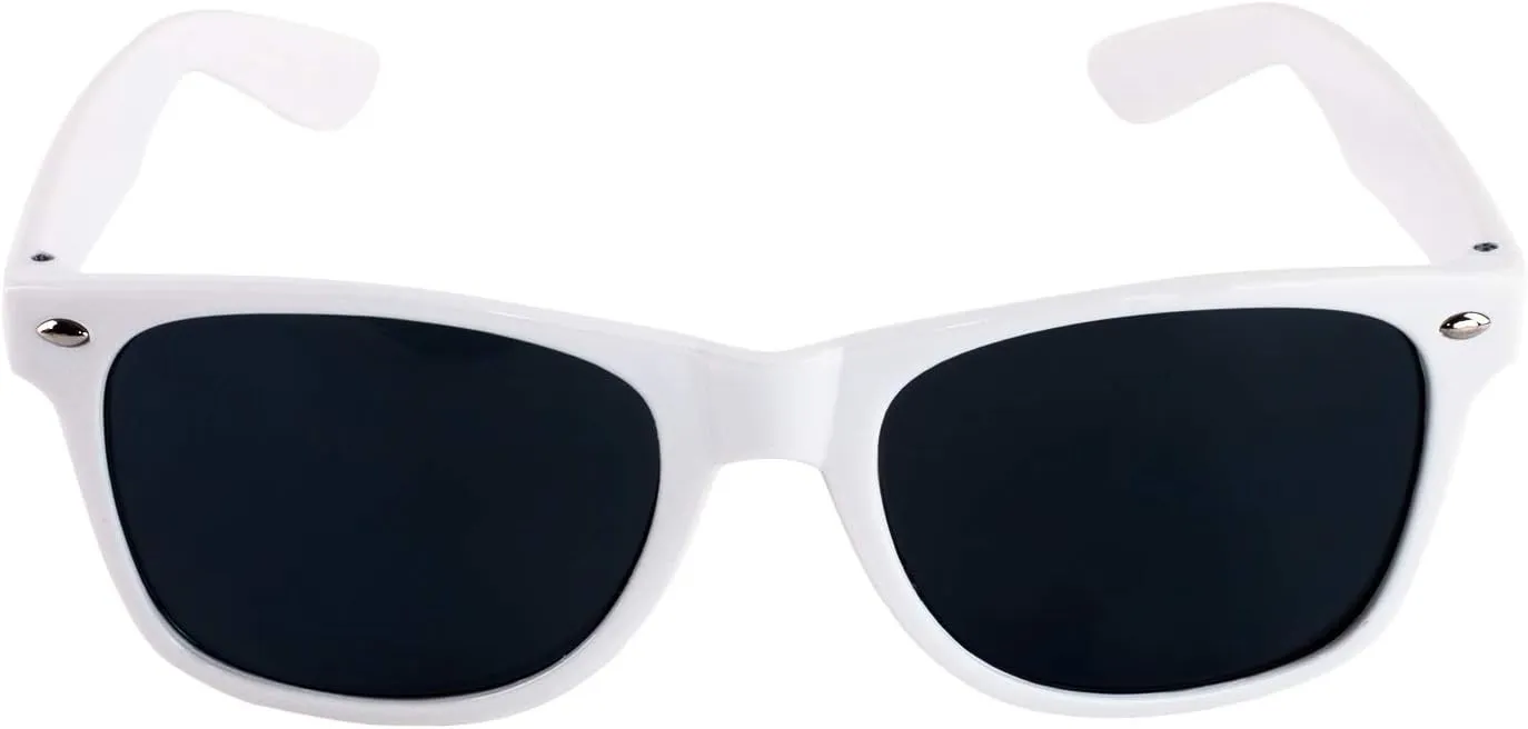 Super Z Outlet Plastic Vintage Retro Style Sunglasses Classic Shades Eyewear Party Favors (24, White)