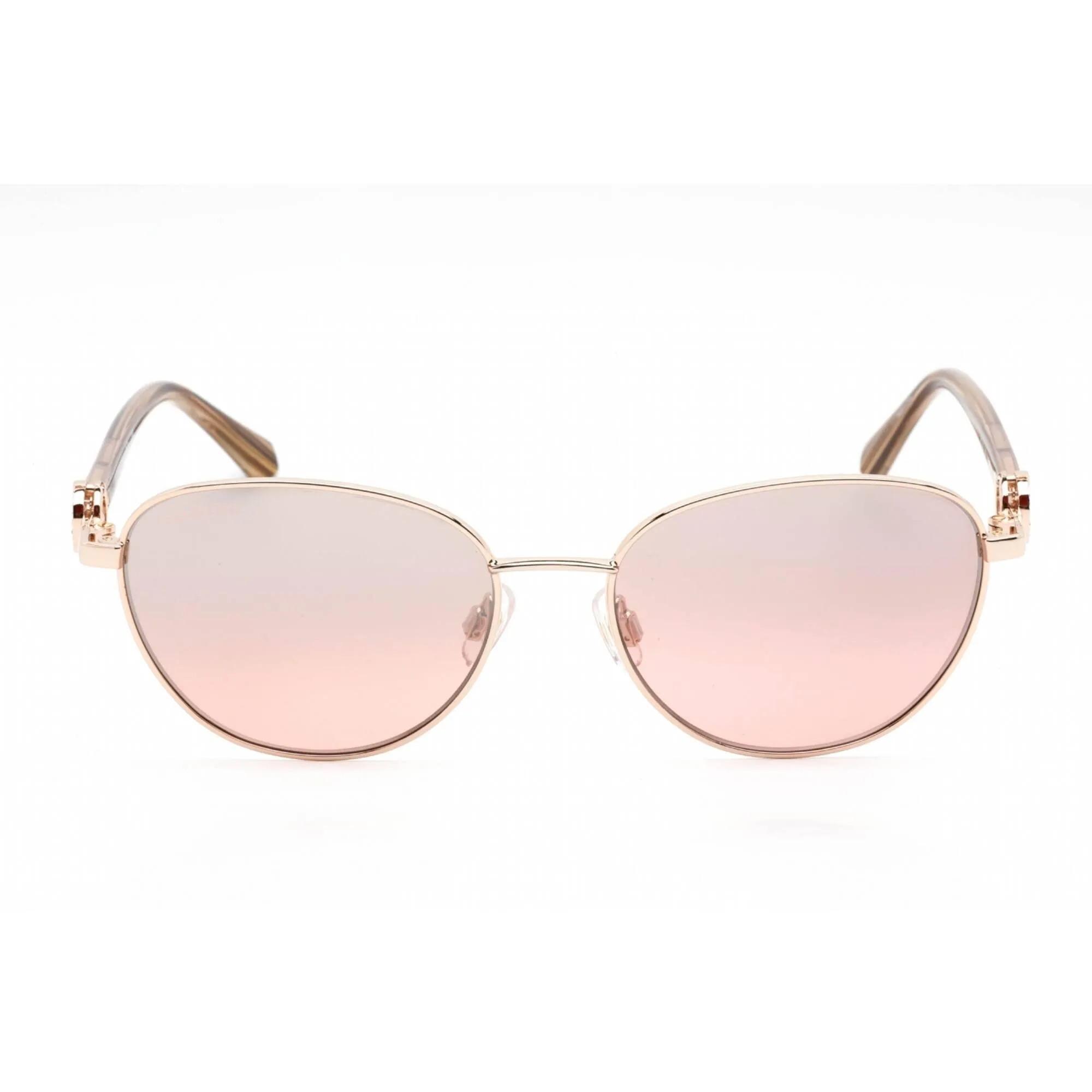 Swarovski Women's Sunglasses - Full Rim Shiny Rose Gold Metal Cat Eye | SK0205 28U