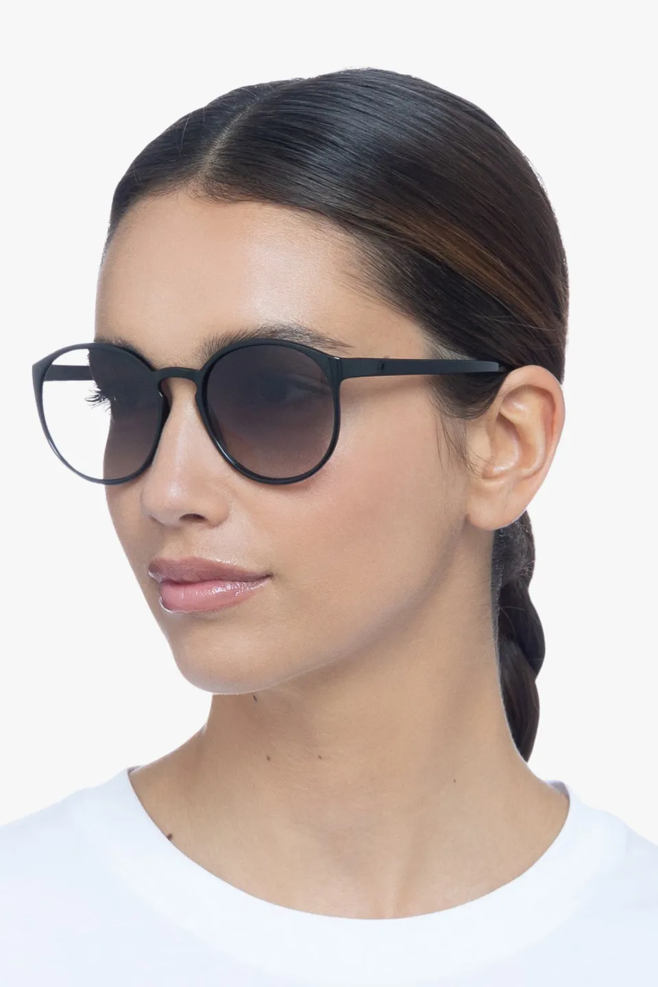 Swizzle Thin Round Matte Black Smoke Gradient Lens Sunglasses