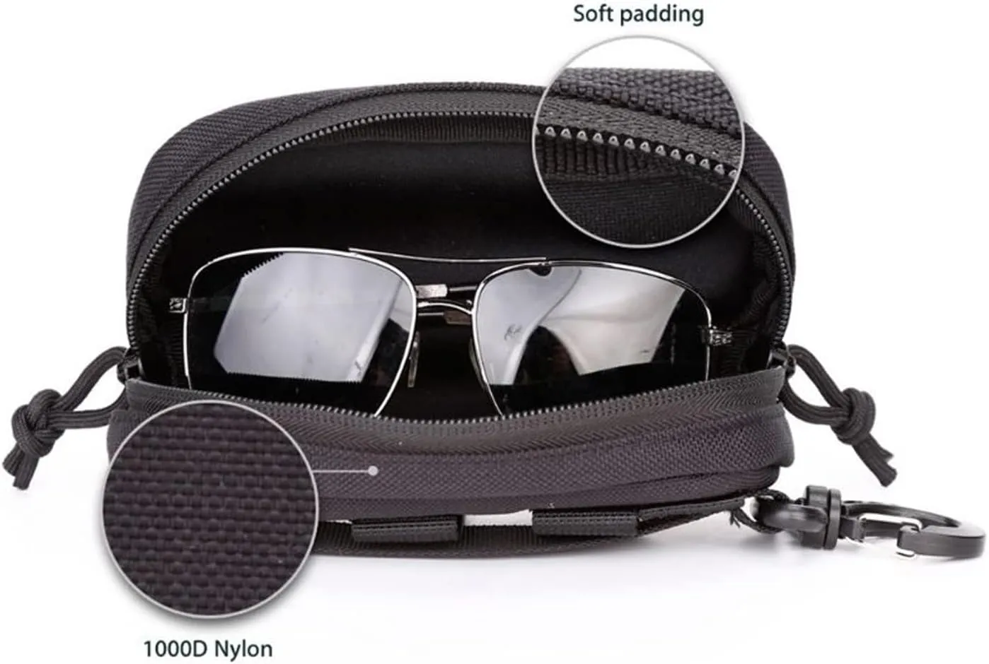 Tactical Molle Eyeglass Case, Outdoor Hunting Sunglasses Case Military Waist Pack Utility Goggles Storage Box