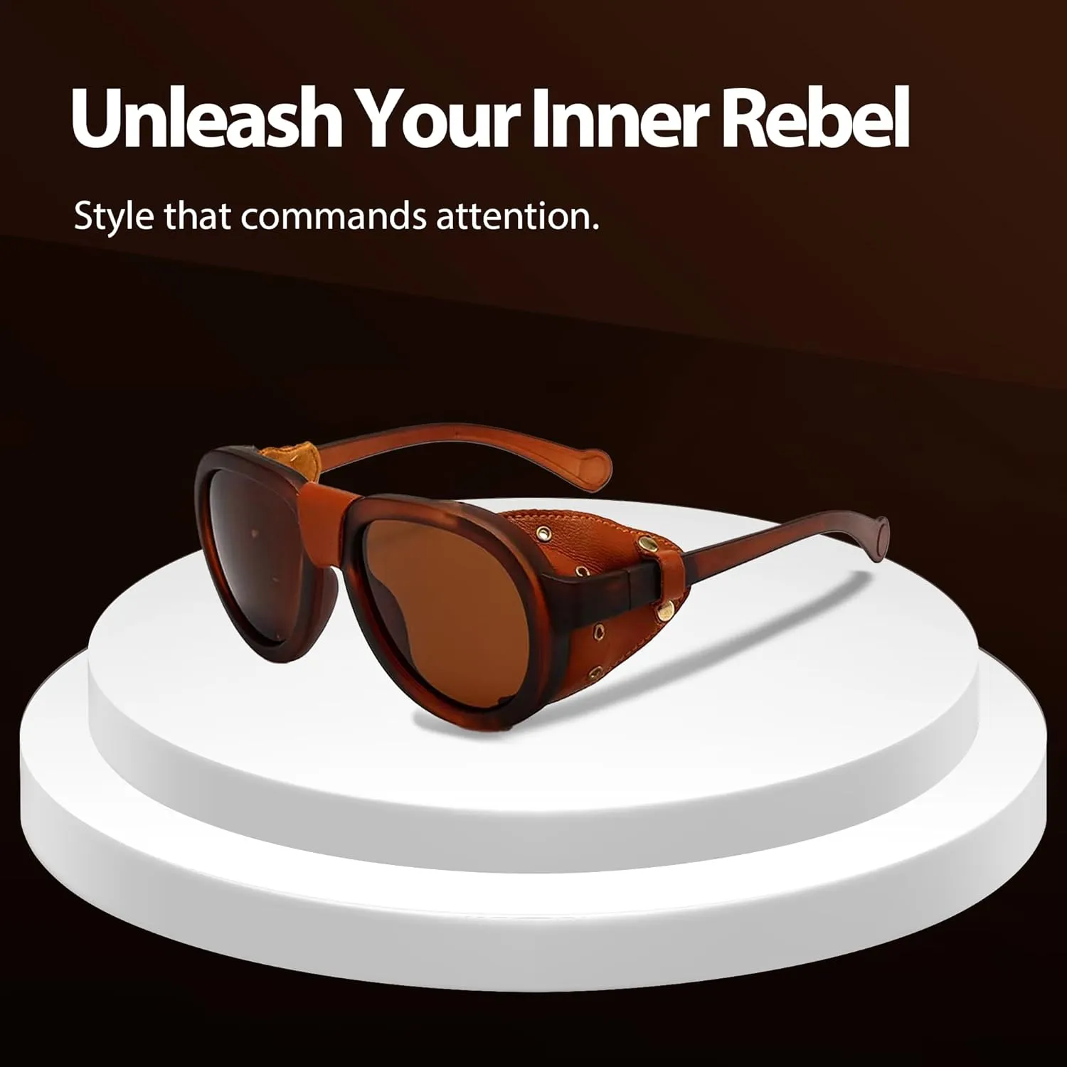 Technigadgets Steve Retro Aviator Sunglasses With Leather Sideshield Polarized Sunglasses For Men Women UV400