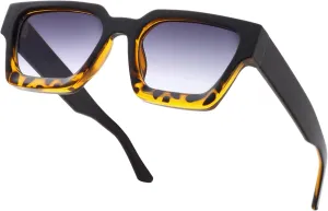 Thick Square Frame Sunglasses for Women Men Retro Chunky Rectangle Sun Glasses Fashion Black Shades