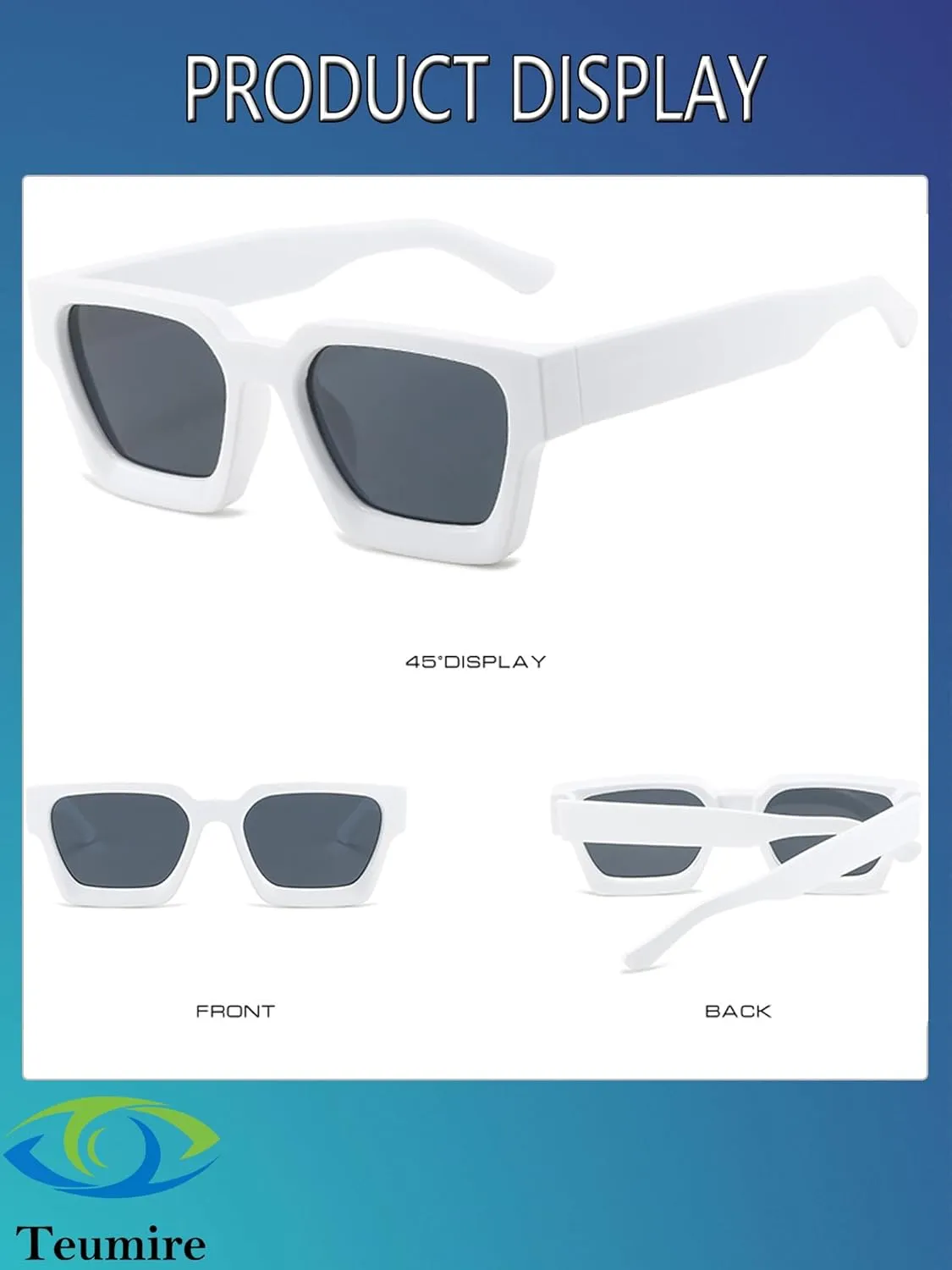 Thick Square Frame Sunglasses for Women Men Retro Chunky Rectangle Sun Glasses Fashion Black Shades
