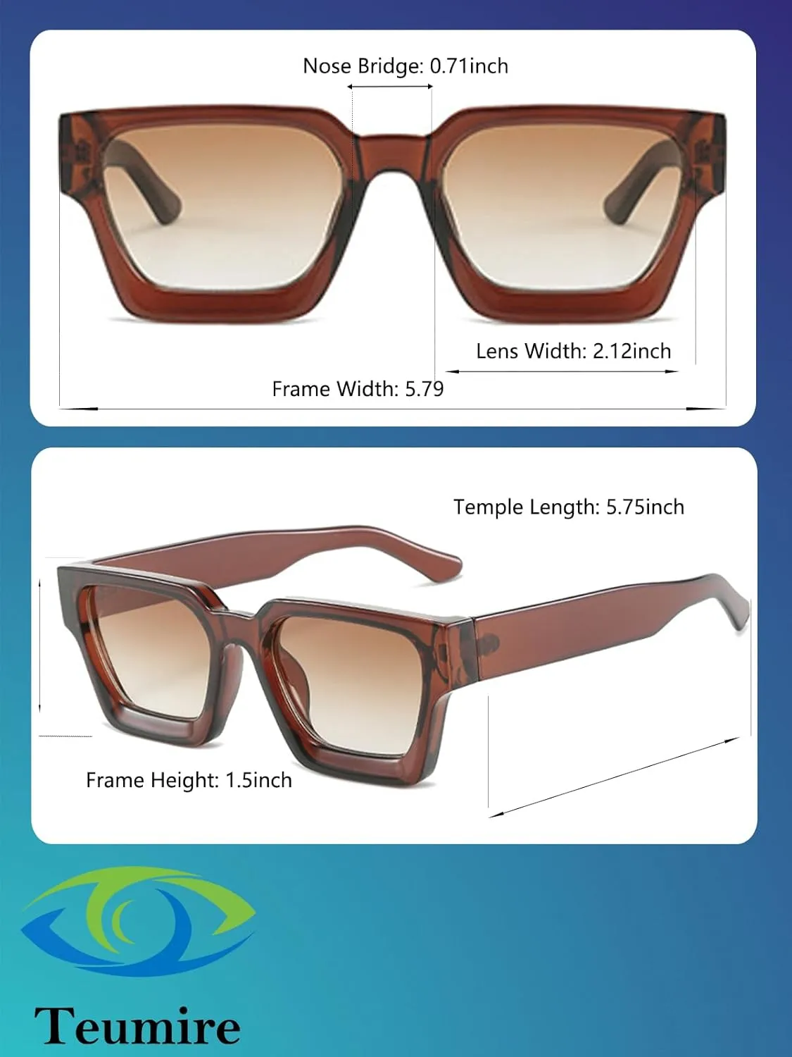 Thick Square Frame Sunglasses for Women Men Retro Chunky Rectangle Sun Glasses Fashion Black Shades