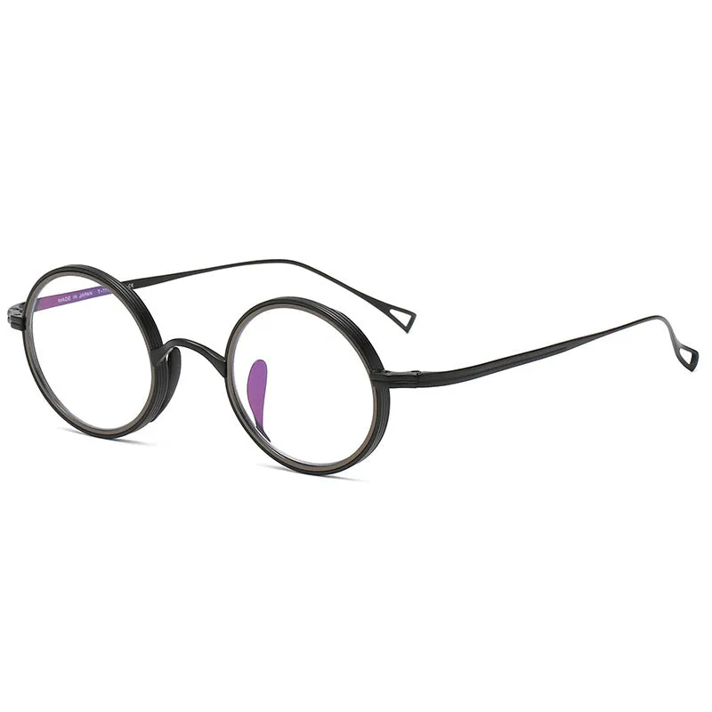 Titanium Vintage Round Eyeglasses Frames KMN122