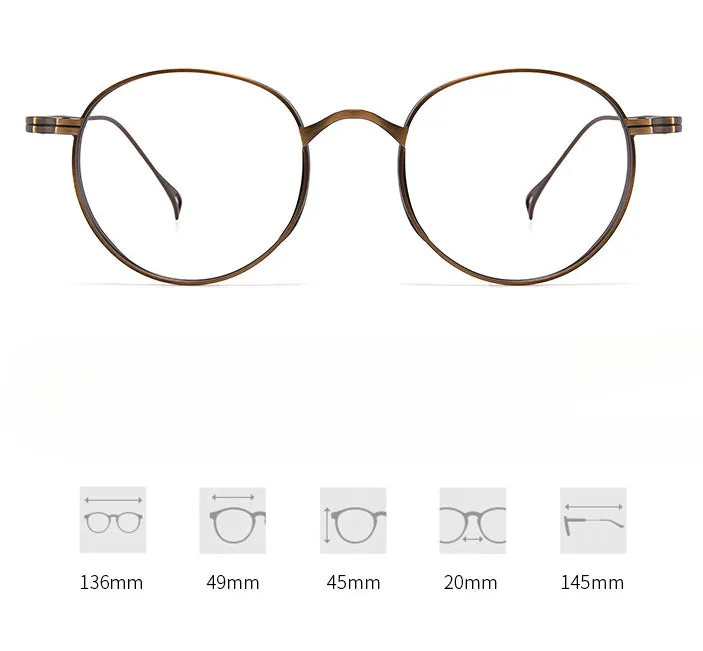 Titanium Vintage Round Eyeglasses Frames ST10519