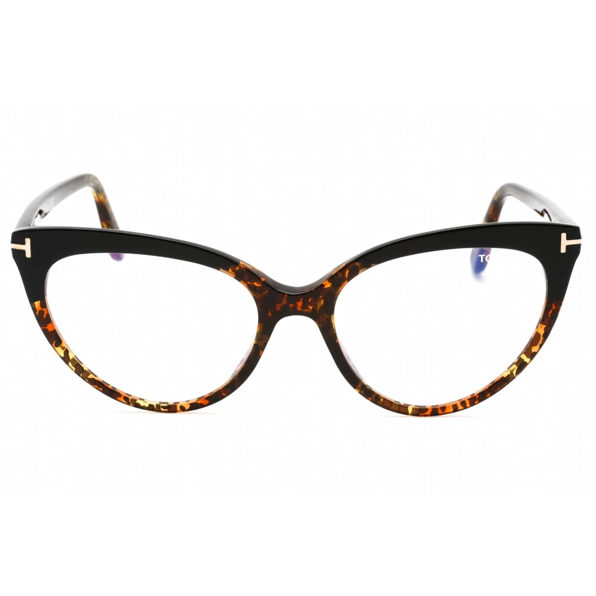 Tom Ford Women's Eyeglasses - Shiny Black/Vintage Leopard Cat Eye Frame | FT5674-B 005
