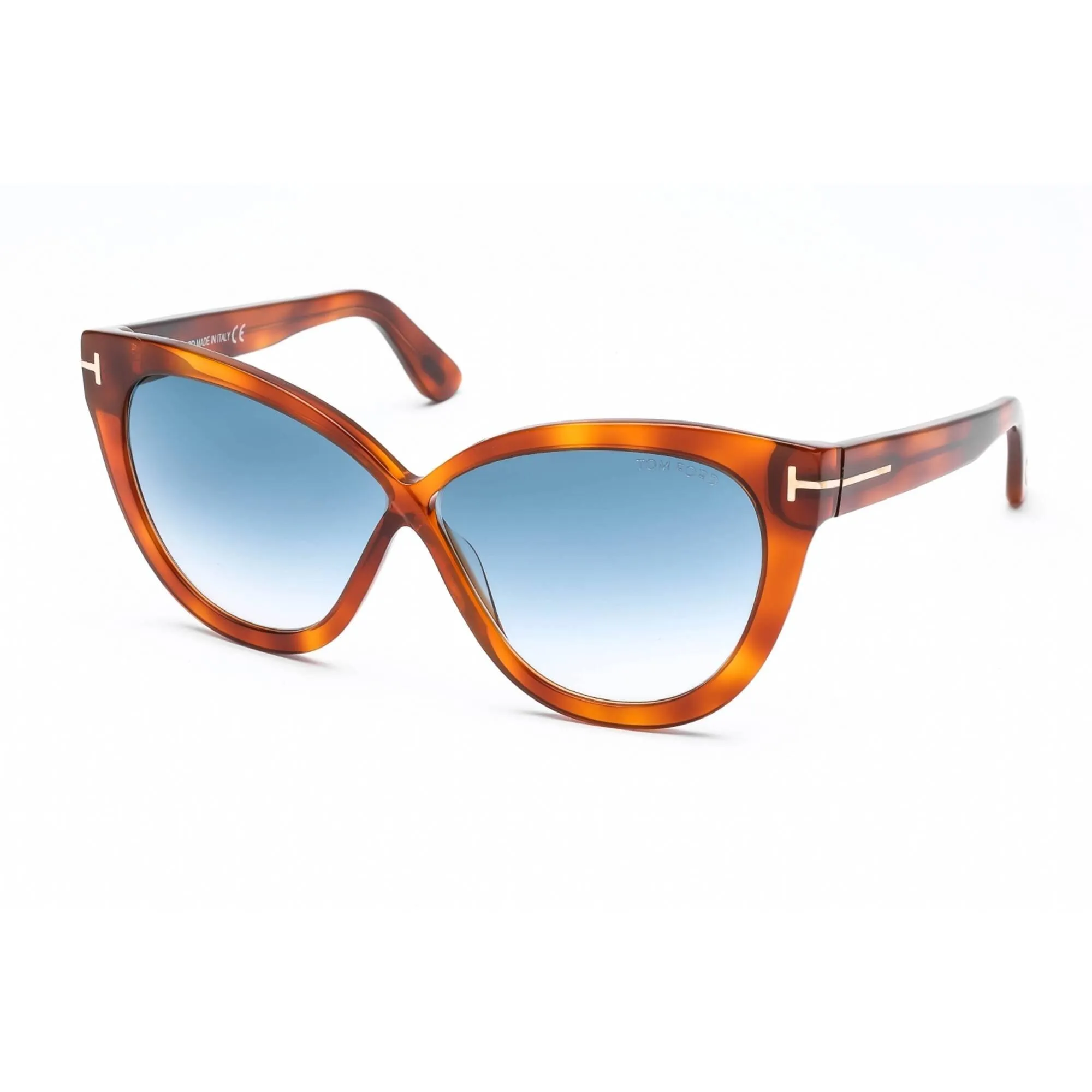 Tom Ford Women's Sunglasses - Gradient Blue Lens Plastic Cat Eye Frame | FT0511 53W