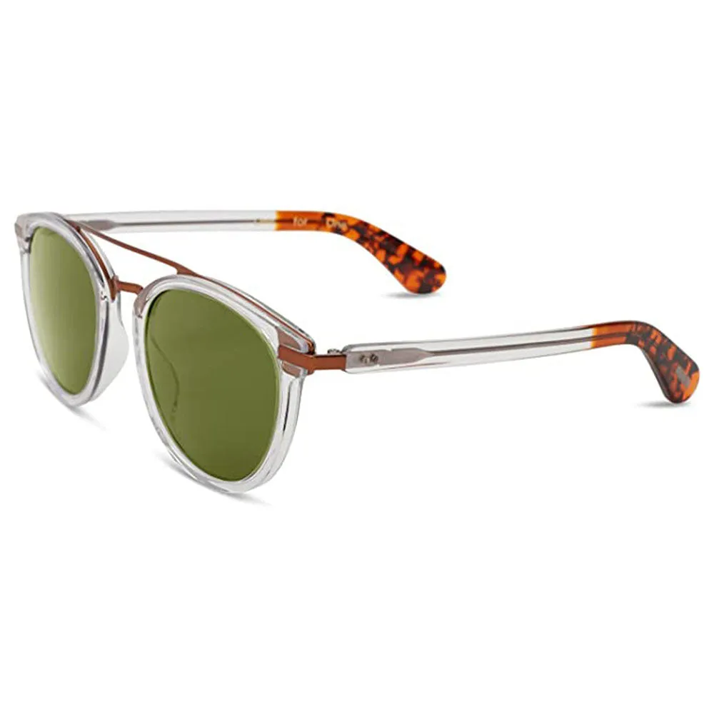 TOMS Unisex Clear Frame Bottle Green Lens Round Sunglasses - 10009607