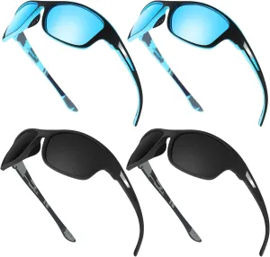 TOODOO 4 Pairs Men Polarized Sunglasses with UV Protection Driving Glasses Sports for Sport Outdoor Activities