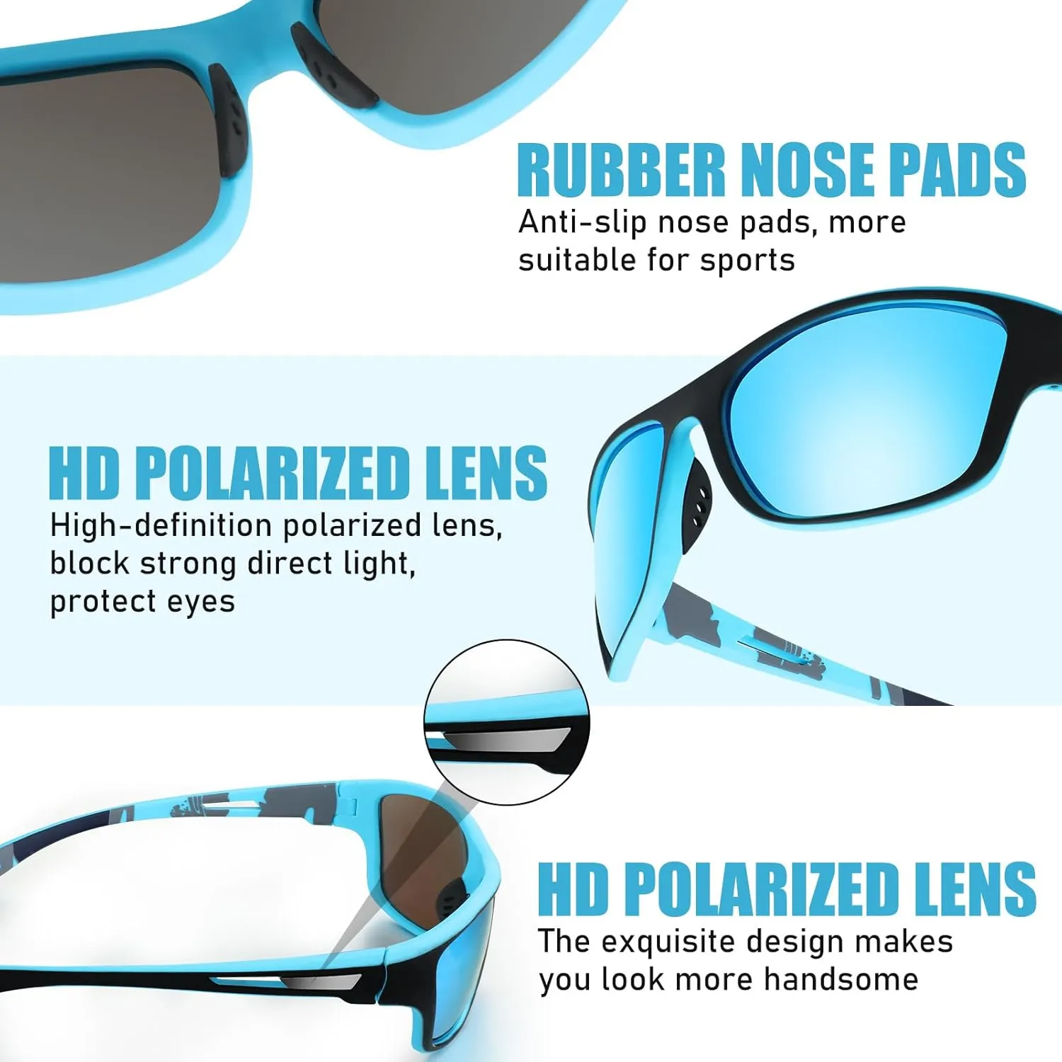 TOODOO 4 Pairs Men Polarized Sunglasses with UV Protection Driving Glasses Sports for Sport Outdoor Activities