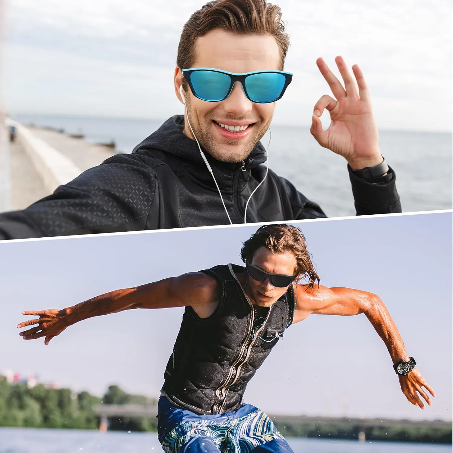 TOODOO 4 Pairs Men Polarized Sunglasses with UV Protection Driving Glasses Sports for Sport Outdoor Activities