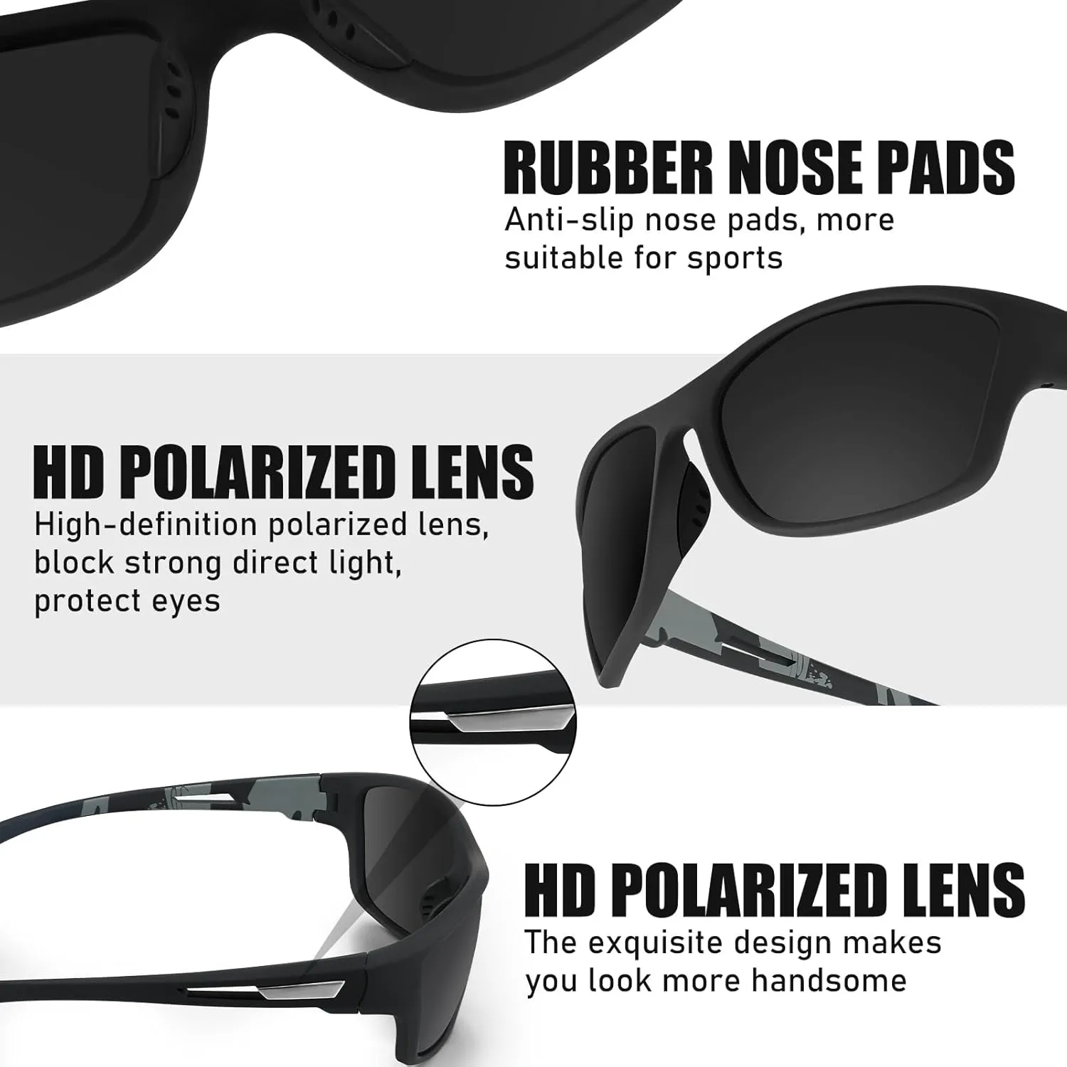 TOODOO 4 Pairs Men Polarized Sunglasses with UV Protection Driving Glasses Sports for Sport Outdoor Activities