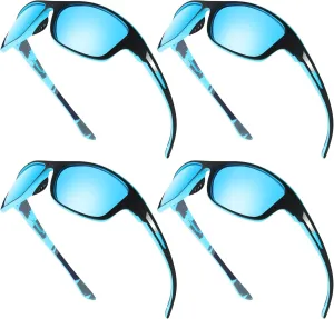 TOODOO 4 Pairs Men Polarized Sunglasses with UV Protection Driving Glasses Sports for Sport Outdoor Activities